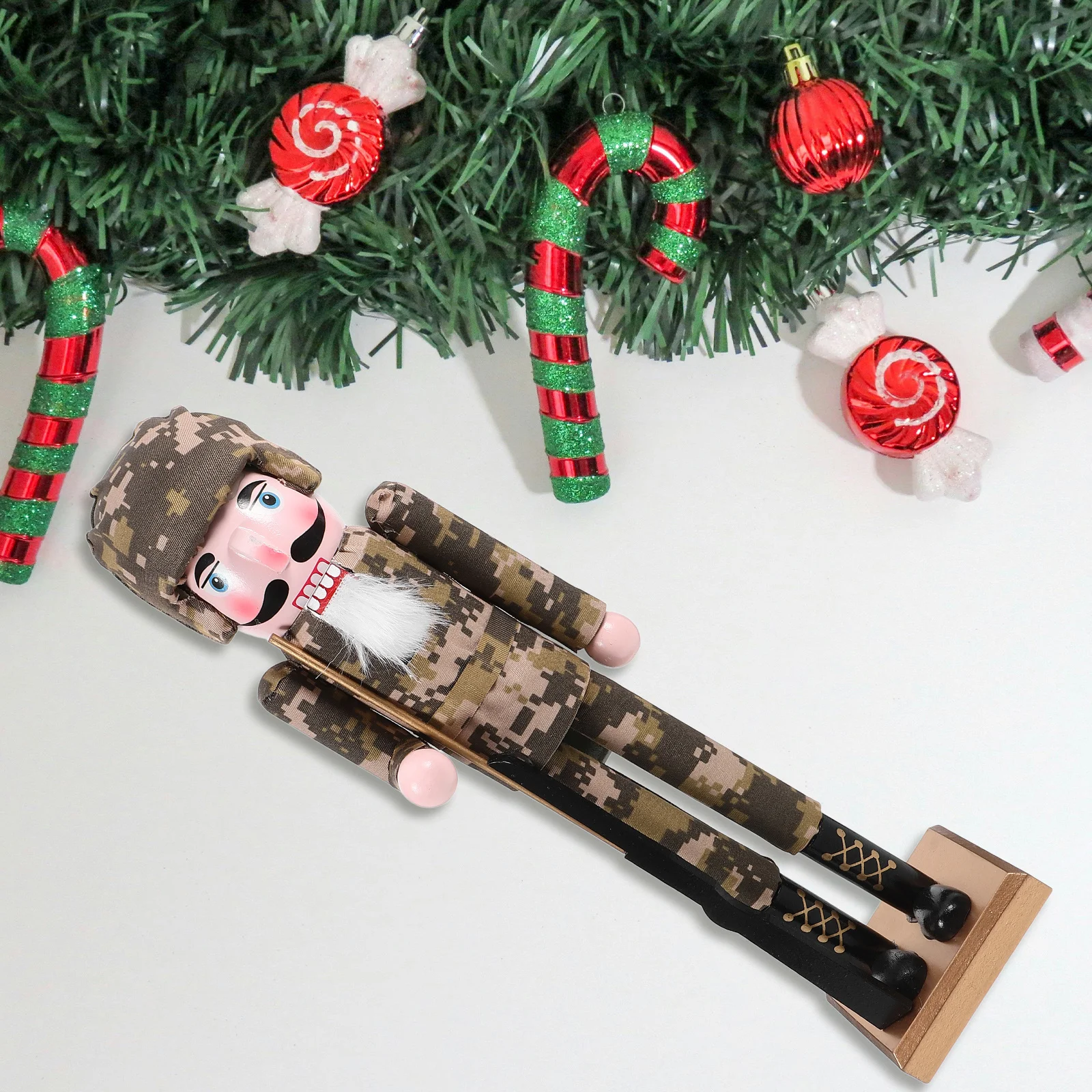 

Camo Soldier Christmas Decoration Wooden Nutcracker Figure Desktop Living Room Wardrobe Decor Holiday Season Xmas Gift Present