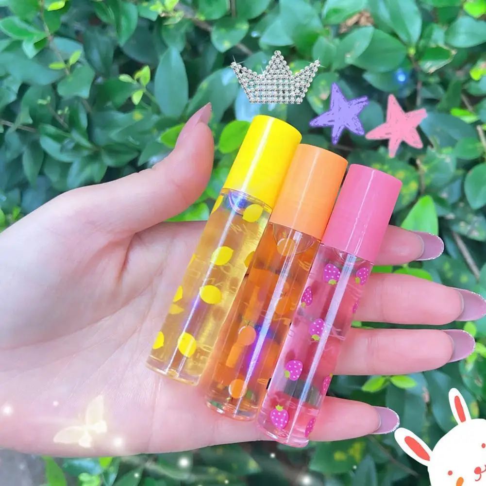 6 Color Random Roll-On Fruit Oil Lip Balm Lip Gloss Lasting Transparent Oil Lip Long Moisturizing Hydrating Cosmetics Lip M H8P1