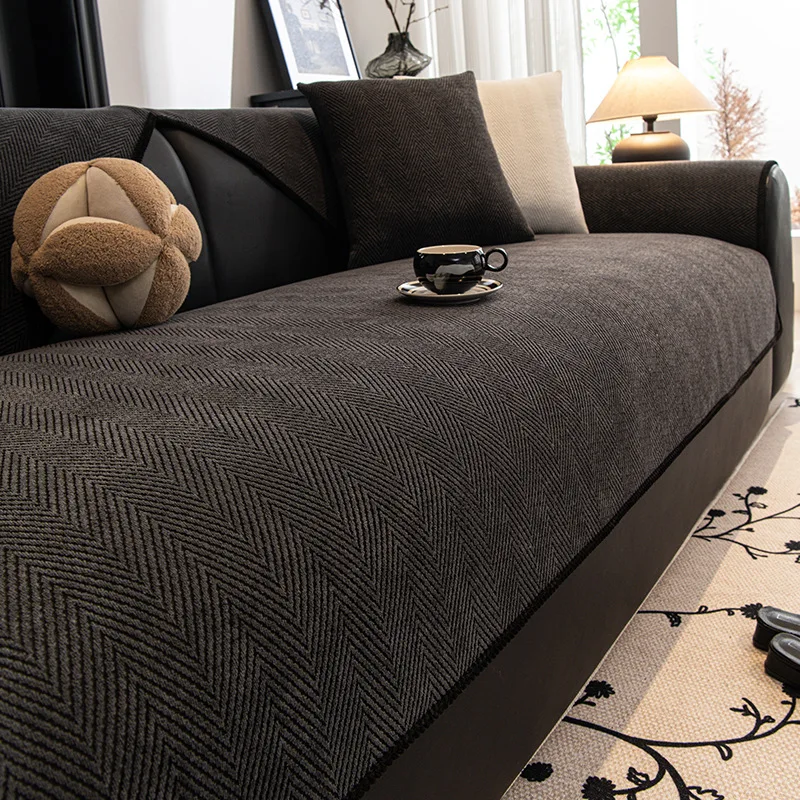Minimalist Modern All-Season Living Room Sofa Cushions Solid Color Faux Linen Slip-Resistant Premium Light Luxury Sofa Decor
