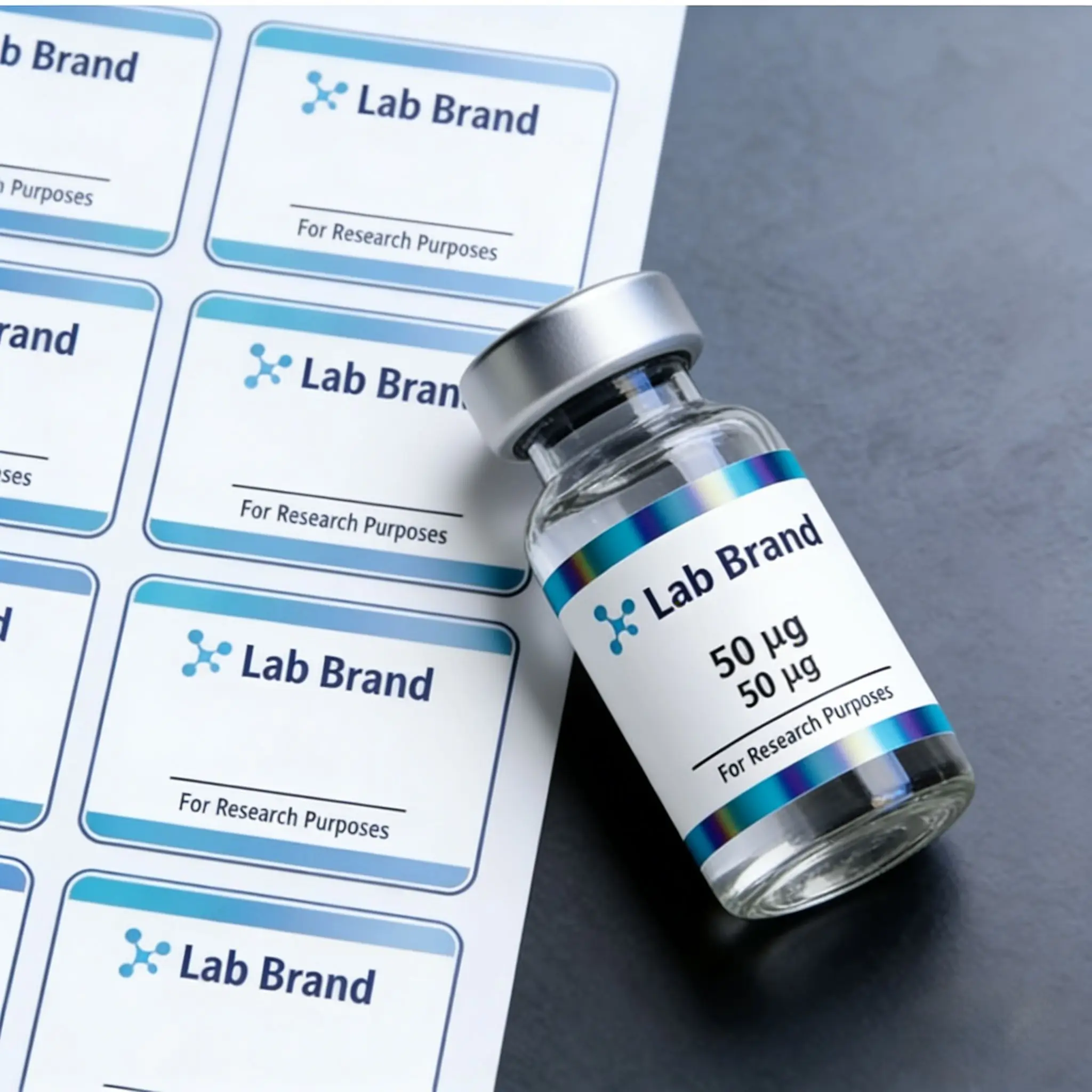 Custom Design Vinyl Stickers High Adhesive Tear Proof 3ml 5ml 10ml For Research Peptides Lab Industry - Detail 1