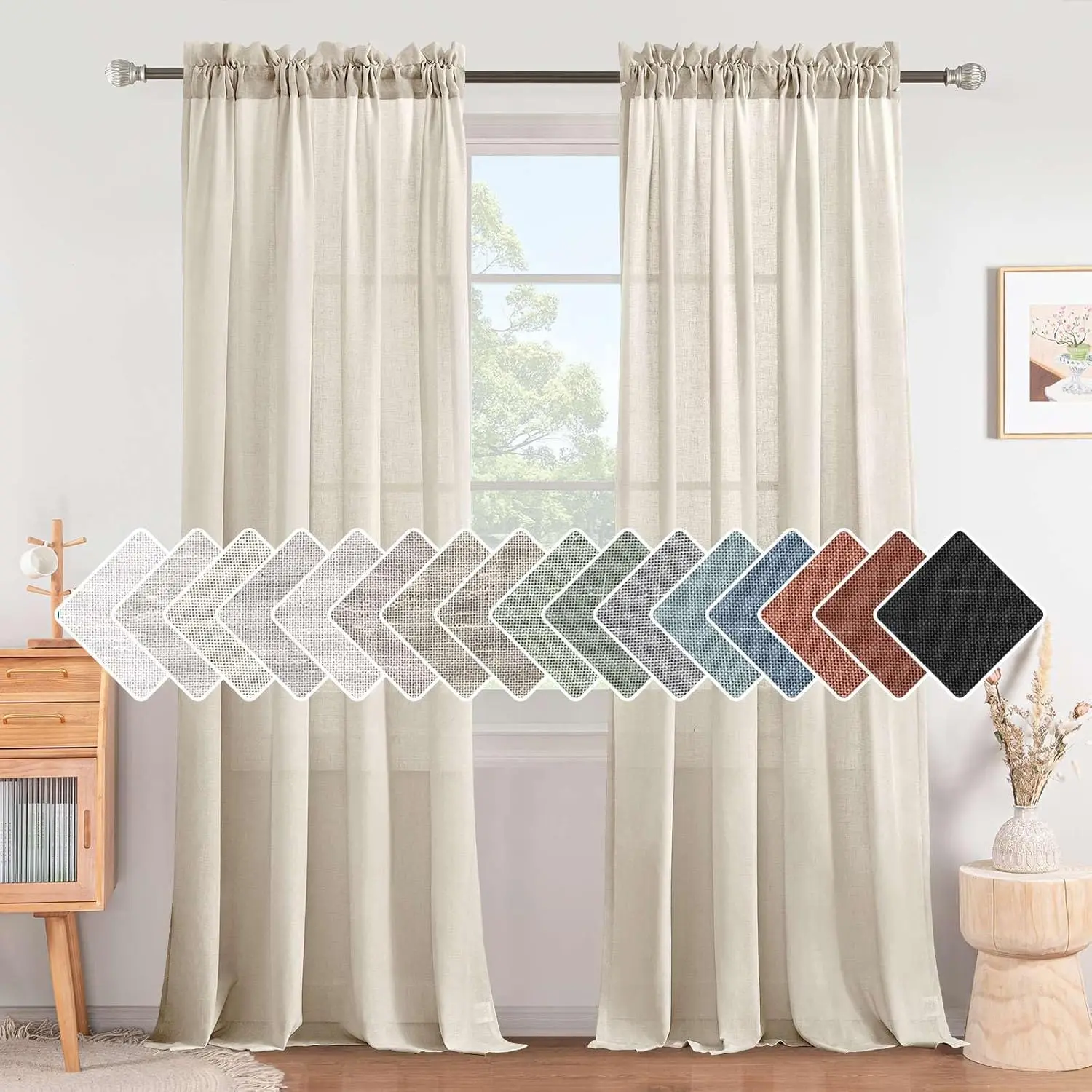 Natural Linen Rod P…