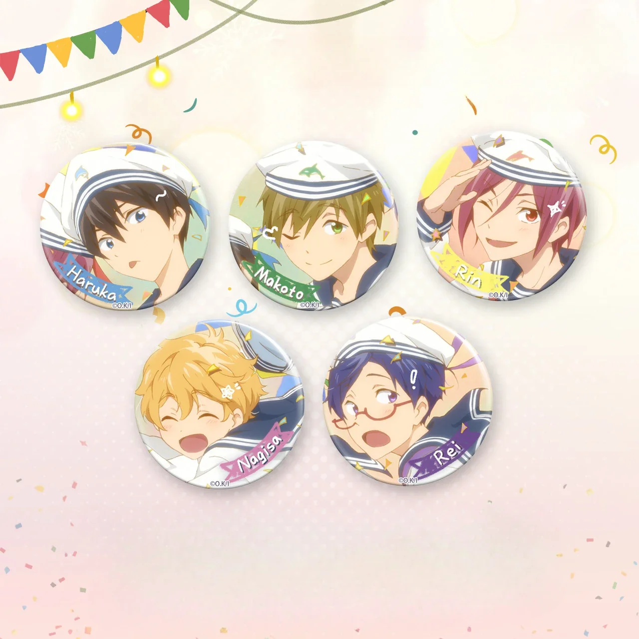 5.8cm Anime Figure Nanase Haruka Rin Matsuoka Tachibana Makoto Anime Exquisite Brooches Trendy Badge Collar Figurine Collectible