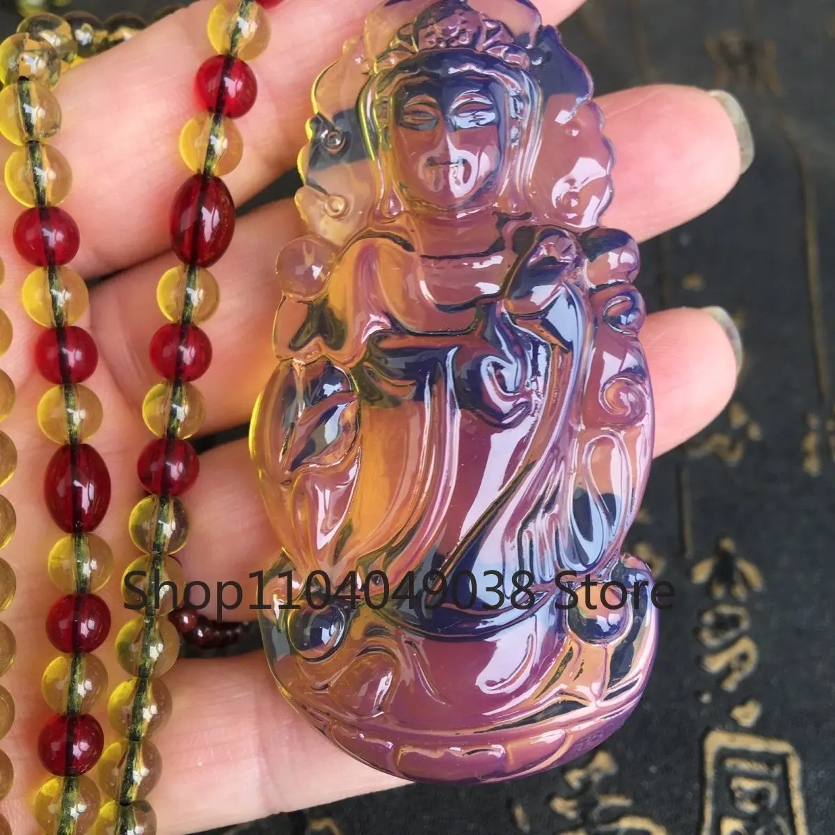 Natural Amber Beeswax Domi Pure Water Blue Persian Guanyin Maitreya Buddha Pendant Exquisite Elegant Fashion Luxury Fine Jewelry