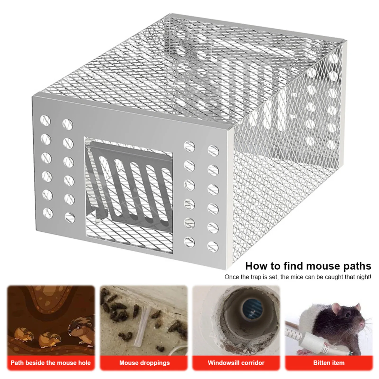 Mouse Trap Humane Rat Catcher One Way Entry for Homeowners Kitchen Garage Durable Iron Wire Mesh Rodent Control Tool