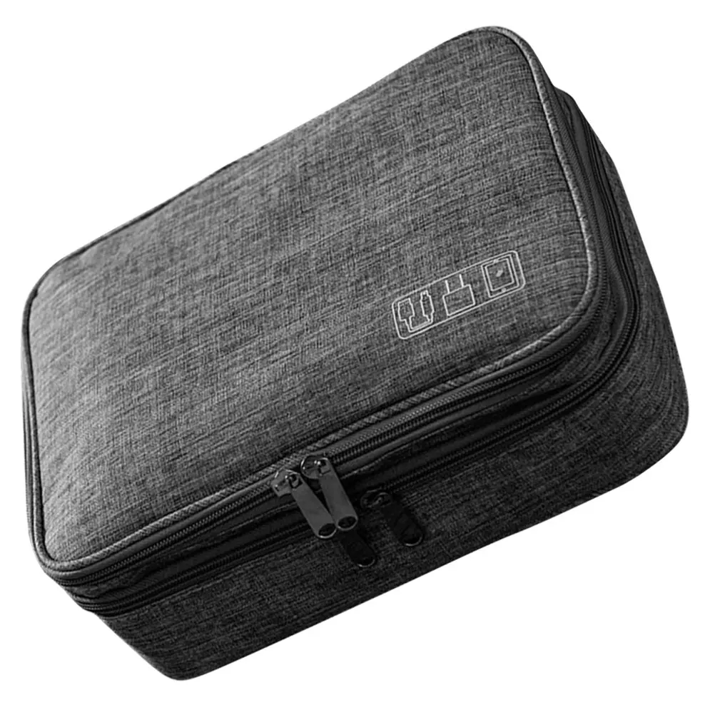

Data Cable Storage Bag Large Capacity 3 Layers Digital Accessories ganizer Gray Travel Earphone Bag Cord Case Charging Holder
