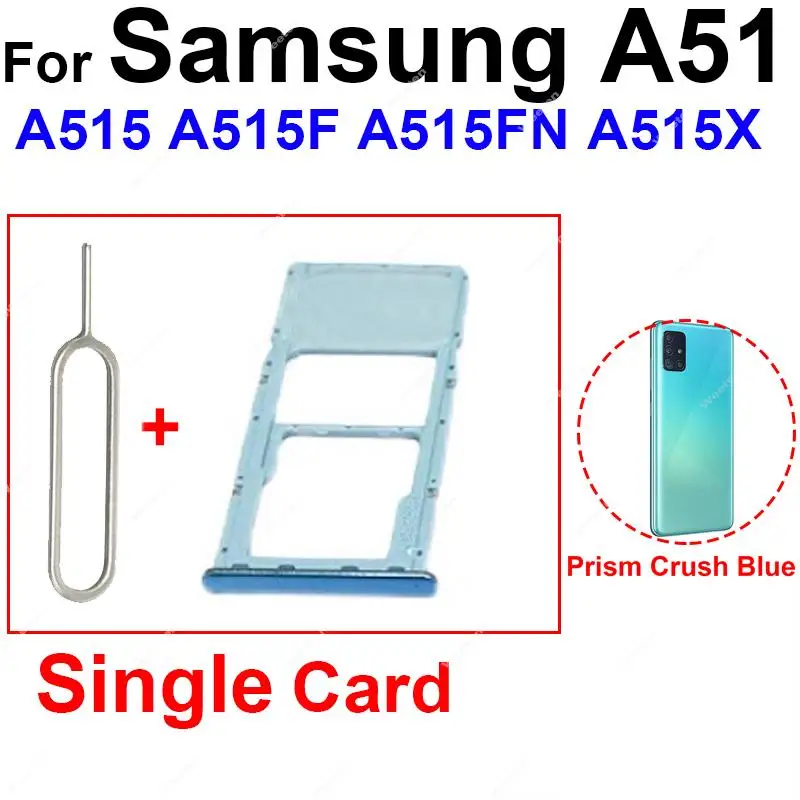 Daul & Single Sim Card For Samsung A51 A515 A515F A71 A715 A715F Sim Card Tray  Card Holder Adapter Socket Replacment Parts