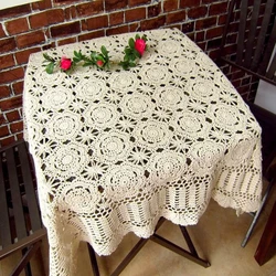 Nappe de table carrée en dentelle appliquée à la main, housse de table en polymères, nappe au crochet, plusieurs tailles disponibles