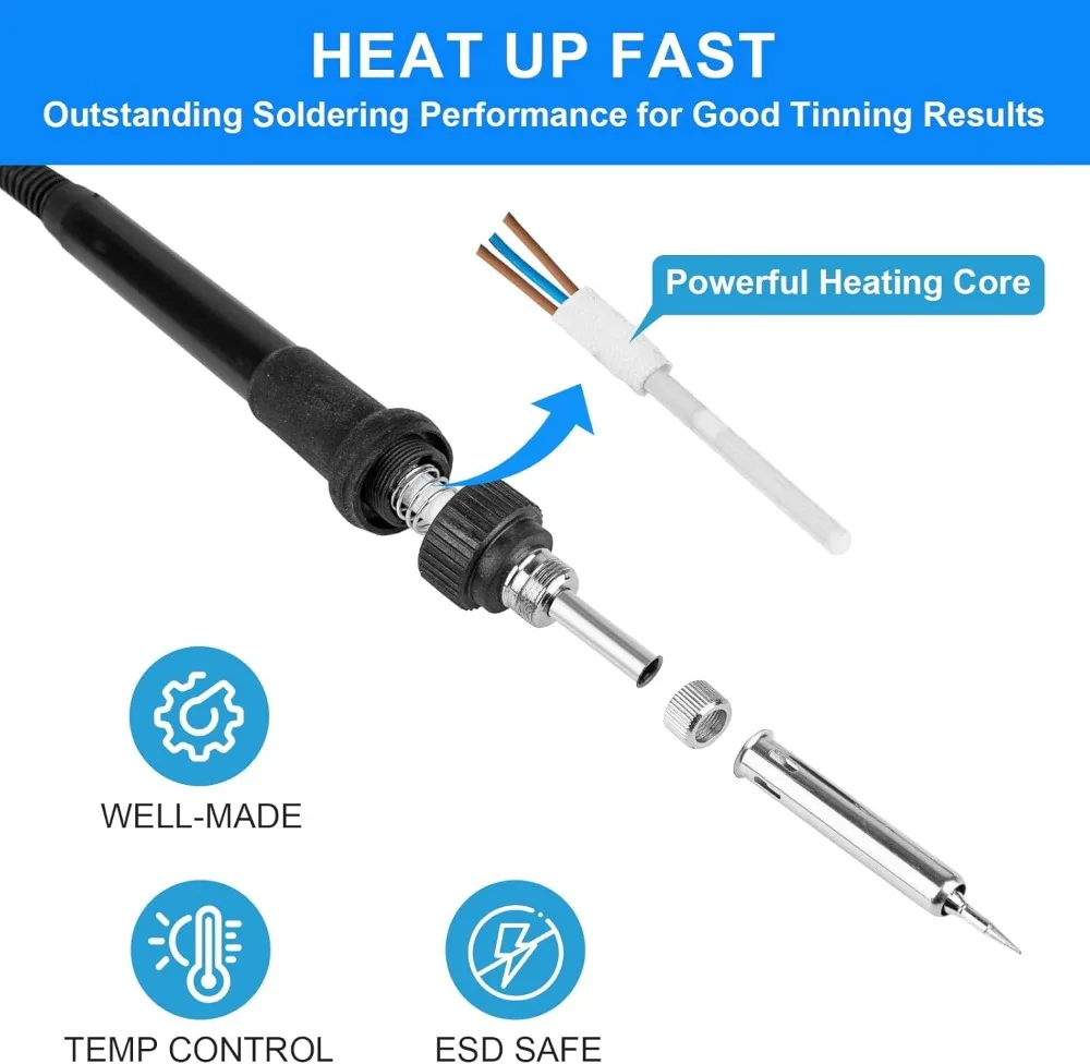 2-in-1 Soldering Iron Hot Air Station Kit, Digital Display Temperature Control, 700W Power for Circuit Board Repair