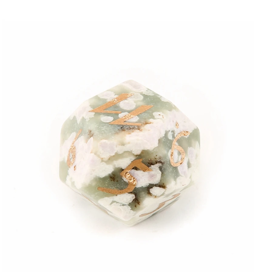 Spot Goods Natural Crystal D12 Dice Aventurine Rose Quartz Bloodstone Polyhedron Stone Dice Custom Font Symbol Pattern Logo