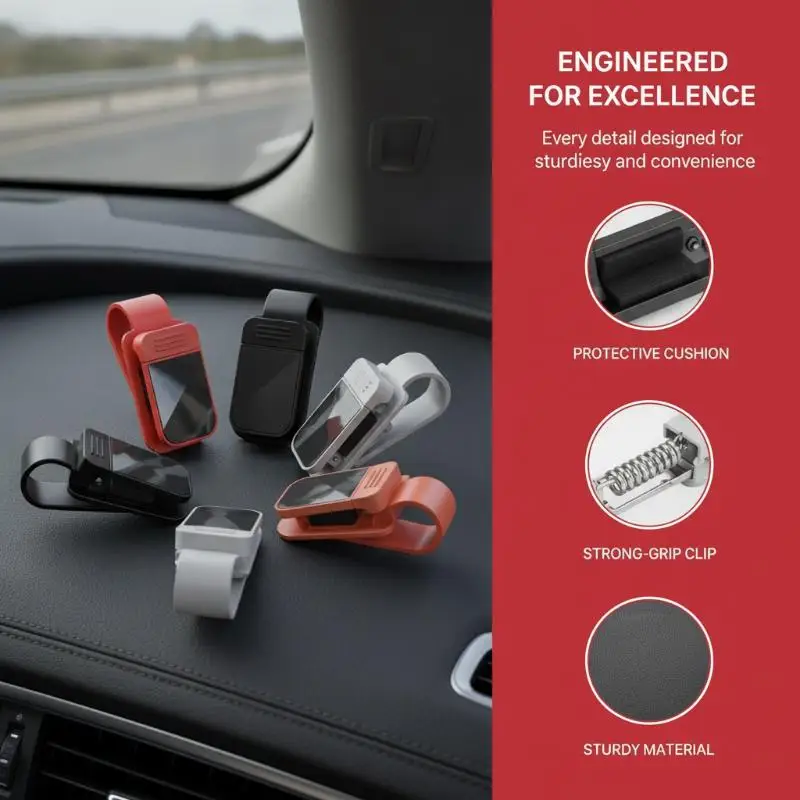 Car Sun Visor Glasses Holder Clip 180 Degree Rotatable Non Slip Stable Grip for Driver Auto Interior Organizer