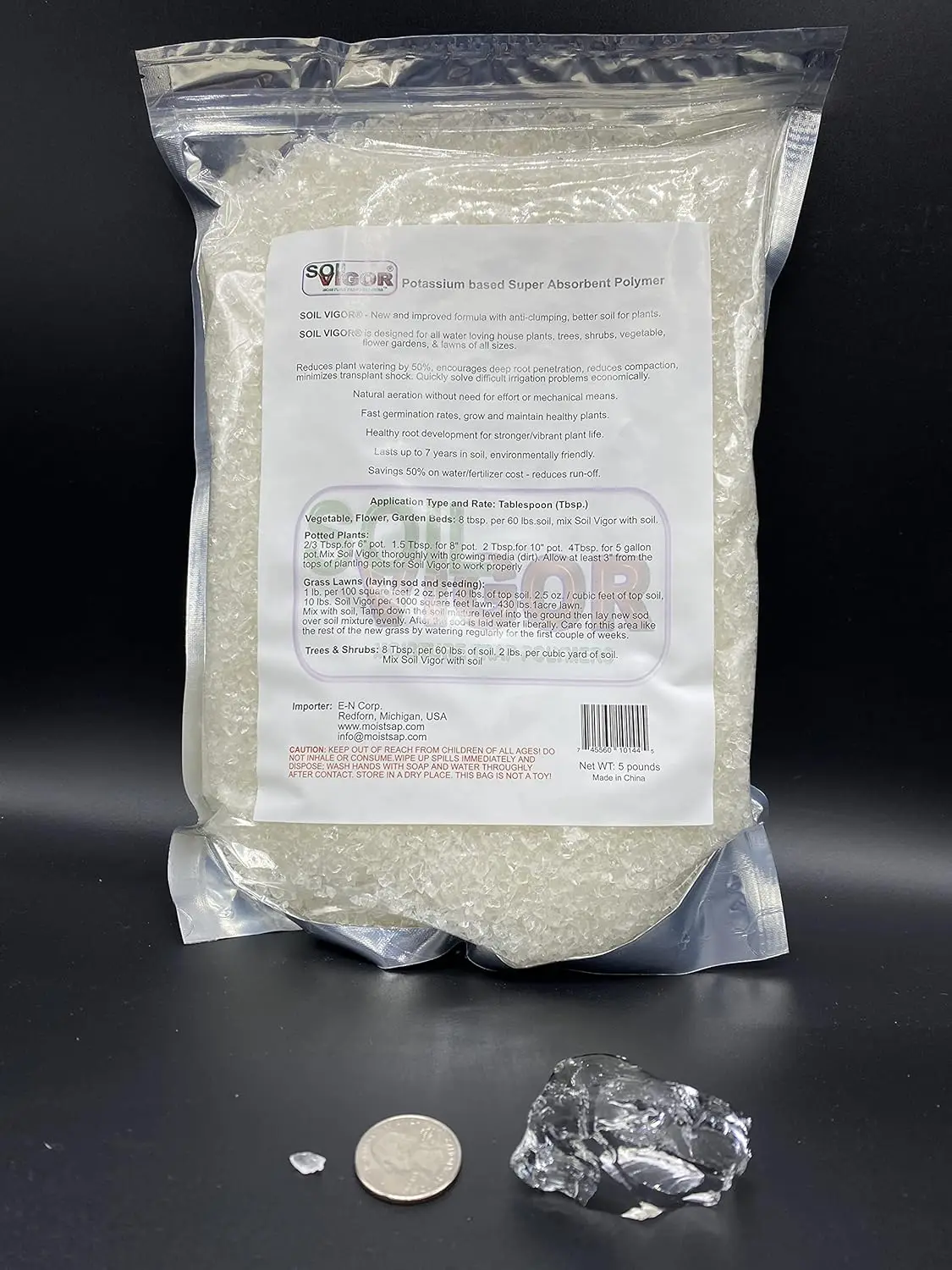 Commercial Grade Super Absorbent Polymer Potassium Based Water Crystal (40 Pound)