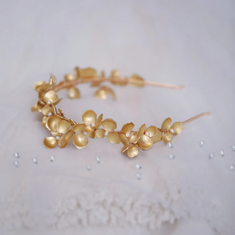 خمر النحاس زهرة الزفاف تاج الزفاف الشعر تيارا اليدوية النساء حفلة موسيقية هيرباند الفتيات خوذة #4