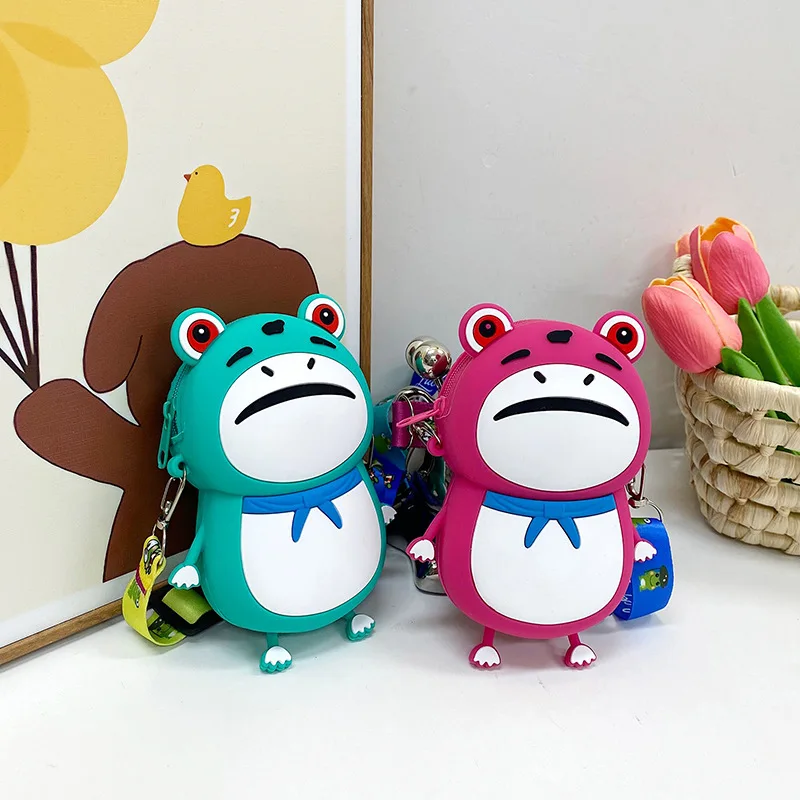 Children\'S Mini Crossbody Bag   Girl Funny Frog Bag  Shoulder Bag Cute Silicone Storage Bag Frog Coin Purse Casual Messenger Bag