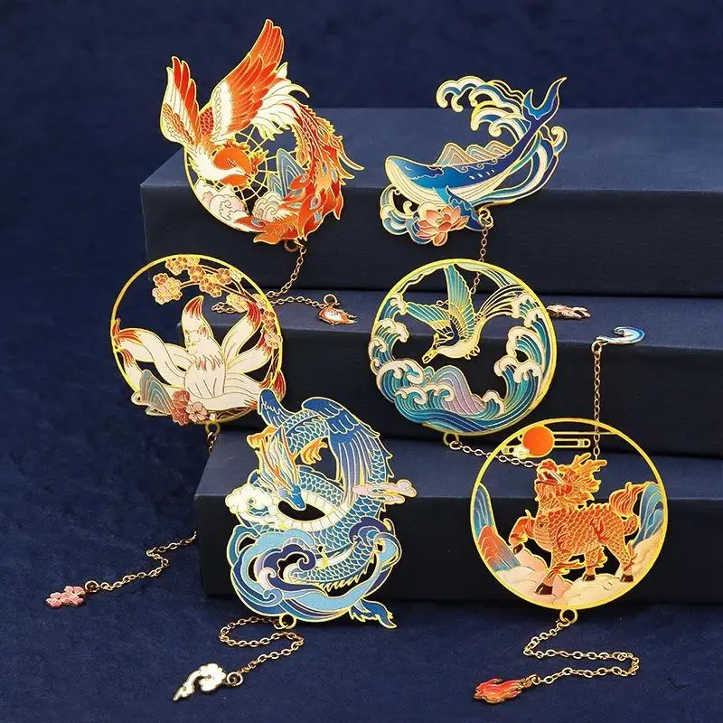 1 Stück Vintage Metall-Lesezeichen, Schreibwaren-Geschenk, Buchklammer im chinesischen Stil, hohles Etikett, Lesezeichen für Bücher – Detail 2