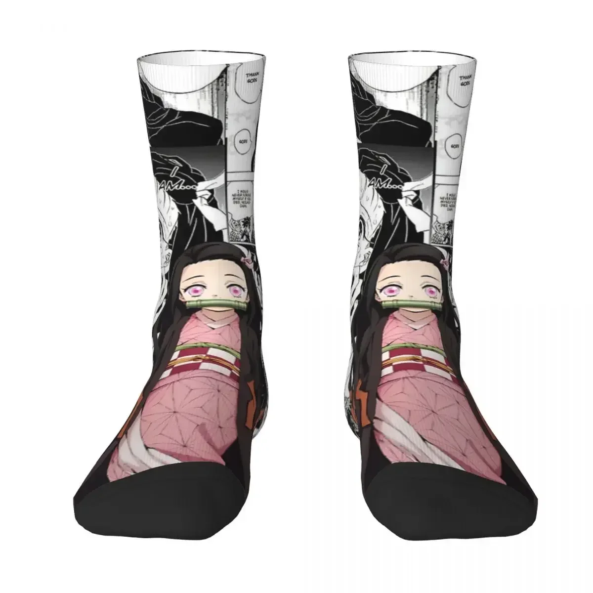 

Носки в стиле аниме Demon Slayer Kamado Tanjirou, впитывающие пот чулки в стиле Харадзюку, всесезонные длинные носки, аксессуары для подарков унисекс