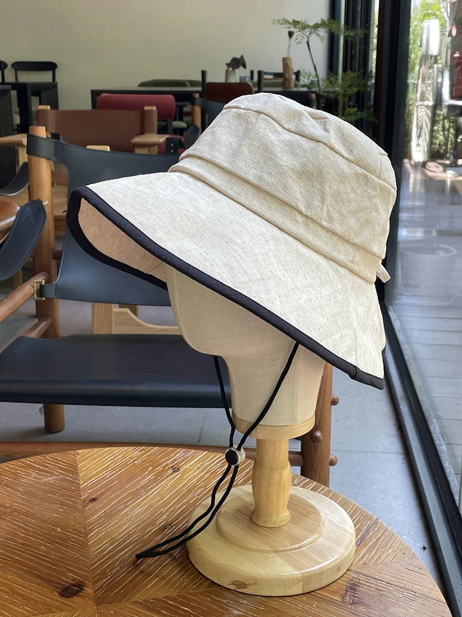 

Large brim cotton and linen fisherman's hat summer breathable outdoor travel shade sun hat