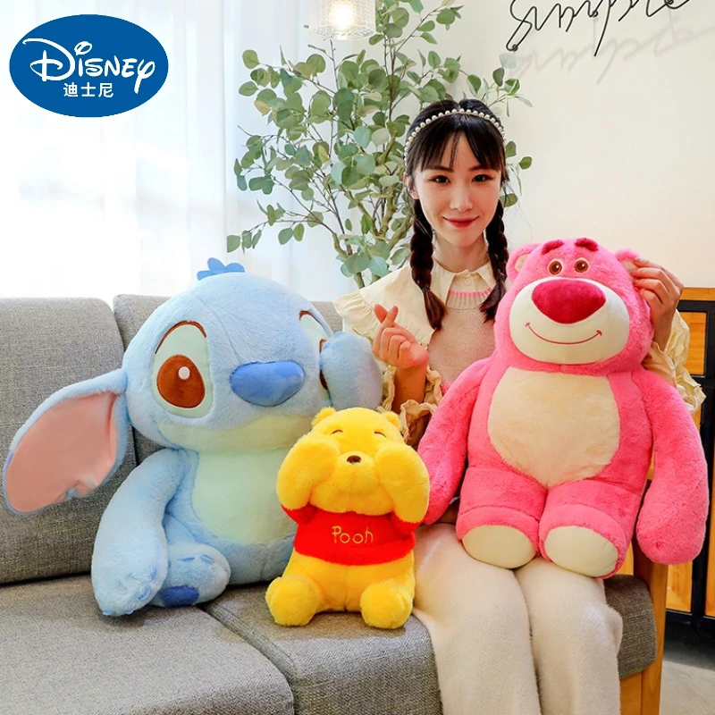 

Большая плюшевая кукла Дисней Стич 30/45/60 см, плюшевый мишка Пух, кавайная подушка, декоративные детские праздничные подарки