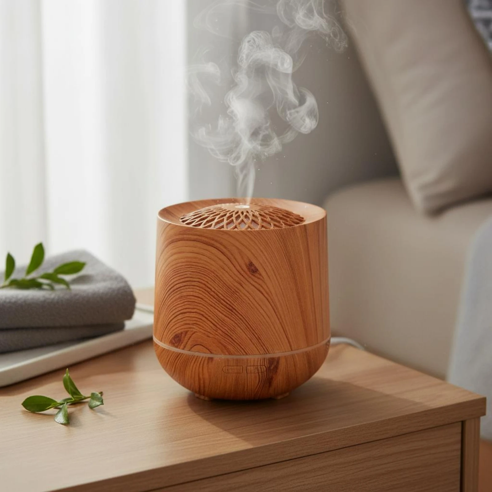 Wood Grain Essential Oil Diffuser Portable Essential Oil Diffuser Ultrasonic Cool Mist Humidifier Quiet Function