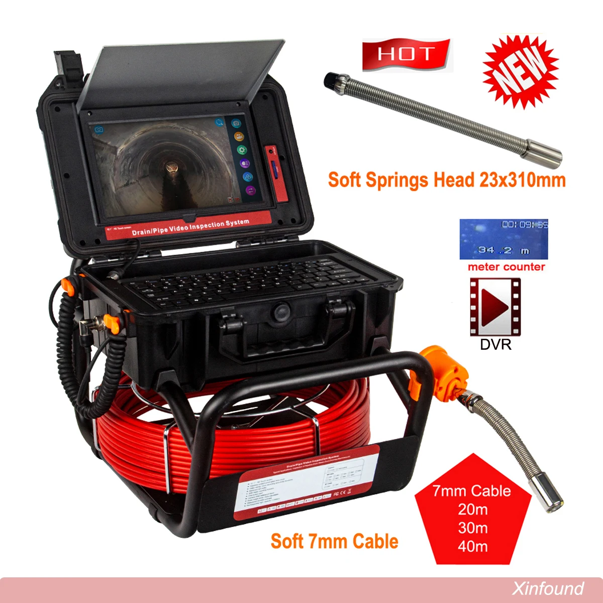 Type C 7mm Rigid Fiberglasses Cable With Connector For Syanapan and VEVOR Brand Pipe Inspection Snake Camera