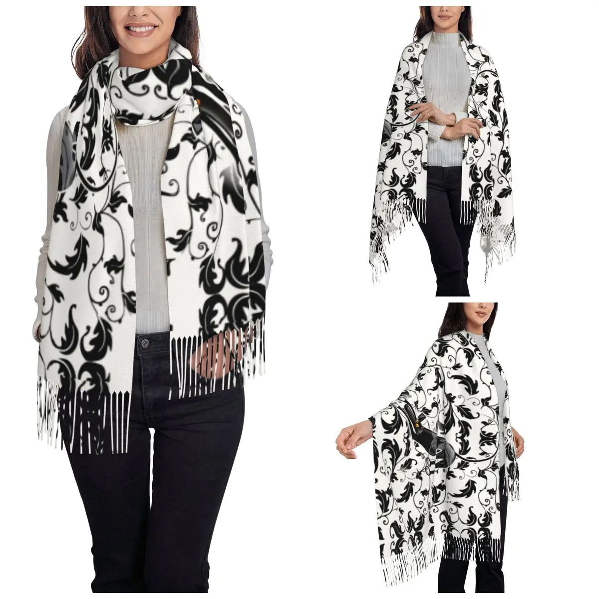 Arts & Crafts Bowdown Hound Shawl Wrap Voor Dames Winter Zachte Sjaal Windhond Whippet Lurcher Hond Halsdoek Kwast Sjaals