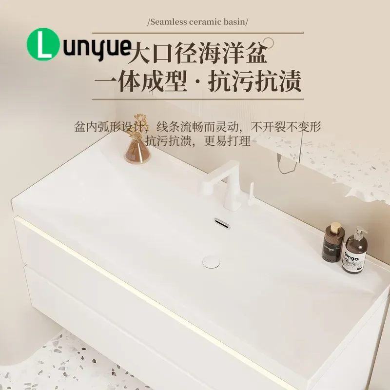 Intelligent Oversized Ceramic Integrated Basin Bathroom Vanity Cabinet Simple Modern Washstand Sink Combo for Home Bathroom
