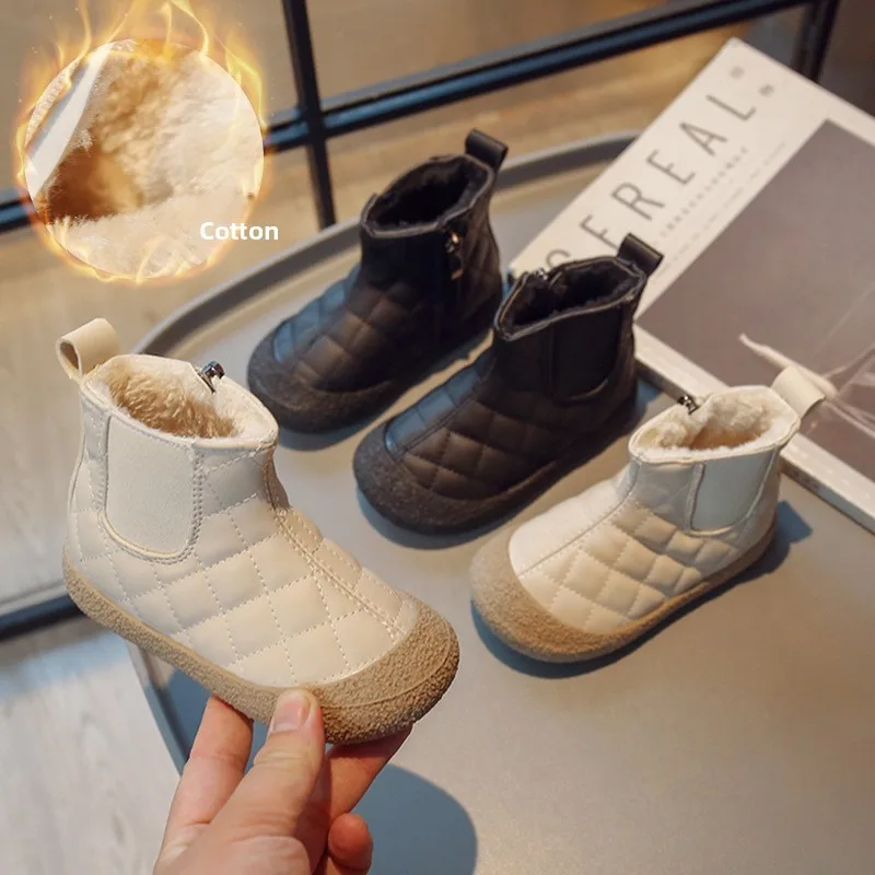 

Зимние ботинки для маленьких мальчиков, уличные зимние сапоги для девочек, плюшевая детская хлопковая обувь, нескользящая детская повседневная обувь, обувь для малышей