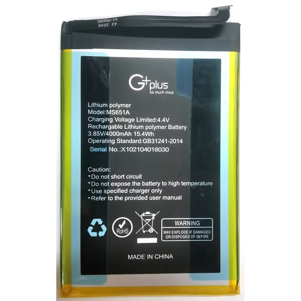 

Original G+ PLUS MS651A Replacement Battery,Serial No:X102104018030, 3.85V,4000mAh