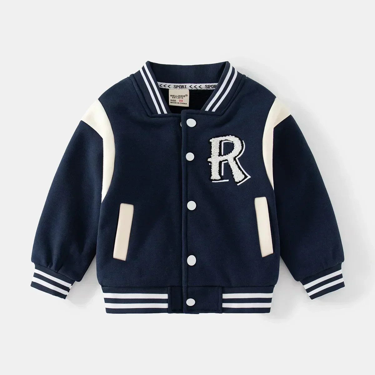 Autumn Winter Casual Boy Jacket Letter Fleece Baseball Jacket Kids