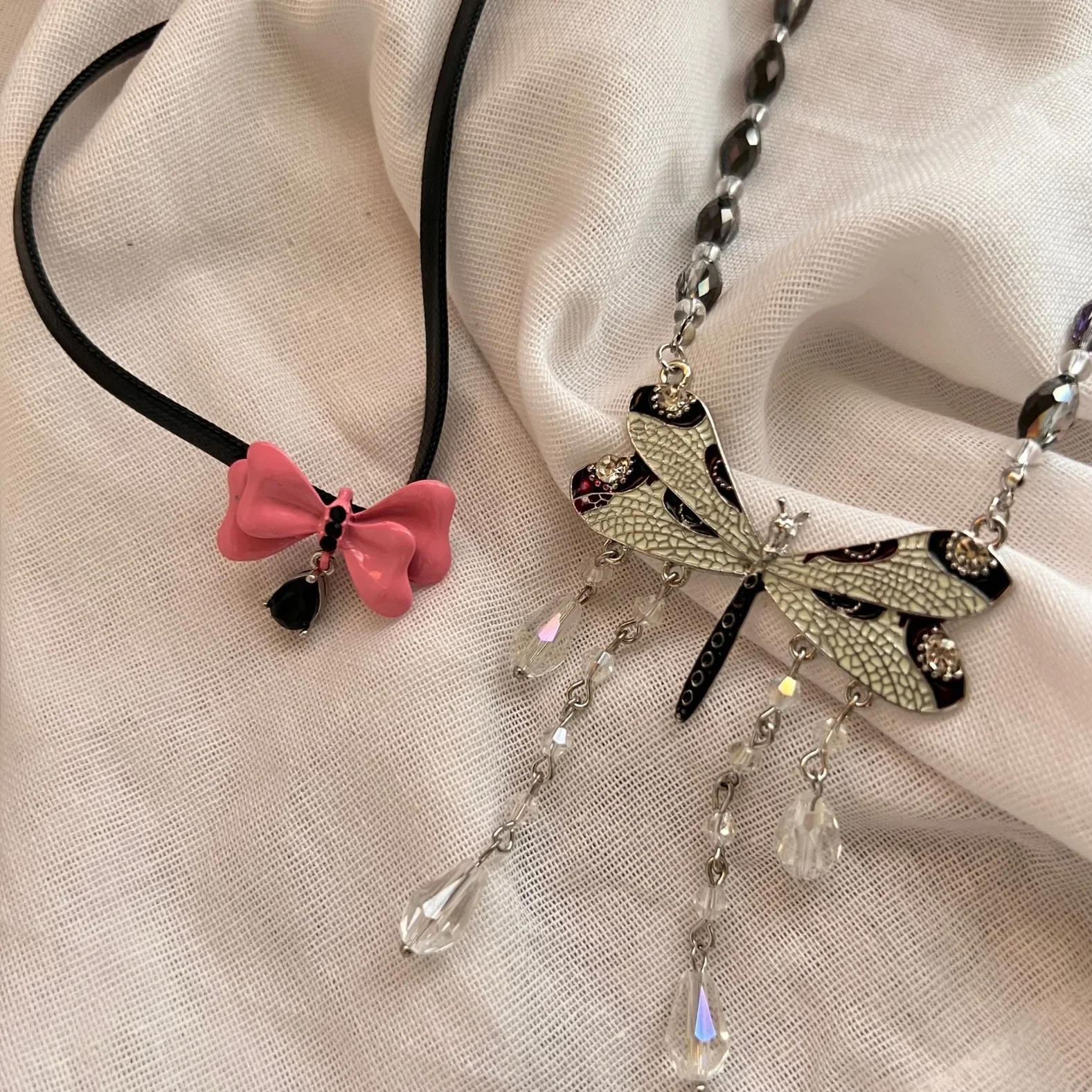 Y2K Dragonfly Necklace Spicy Girl Subcultural Sweet Cool Brother Tepunk Heavy Industry Niche High End Bow Neckchain