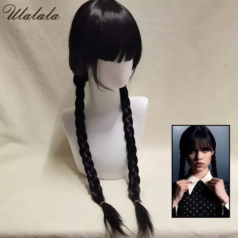 Boutique COS Wednesday Wig Women Long Hair Wig high temperature resistant synthet Braided Wig Halloween Wholesale Accessory