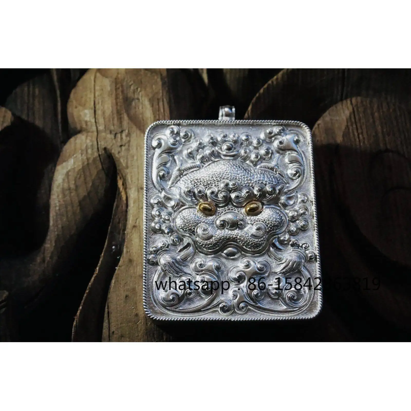 Tibetan Style, Nepalese Thangka, Gawu Box, Gold, Hand-carved Pendant, Ethnic Style Pendant.