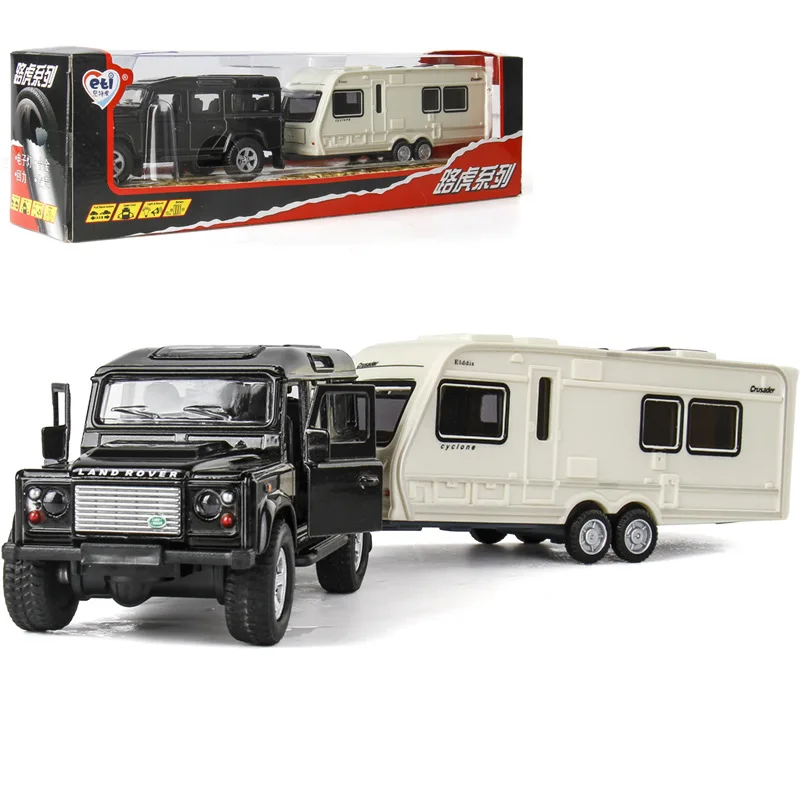 

Alloy off-road pickup truck+RV combination sound and light feedback children's model toy car