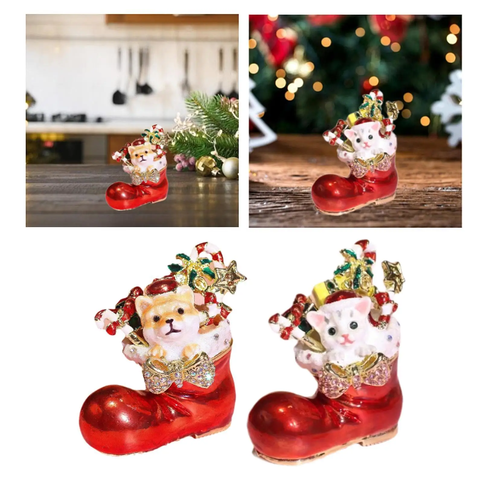 

Christmas Trinket Box Enameled Jewelry Box Fashion Unique Gift Hinged Hand Painted Decorative Jewelry Organizer Box for Rings