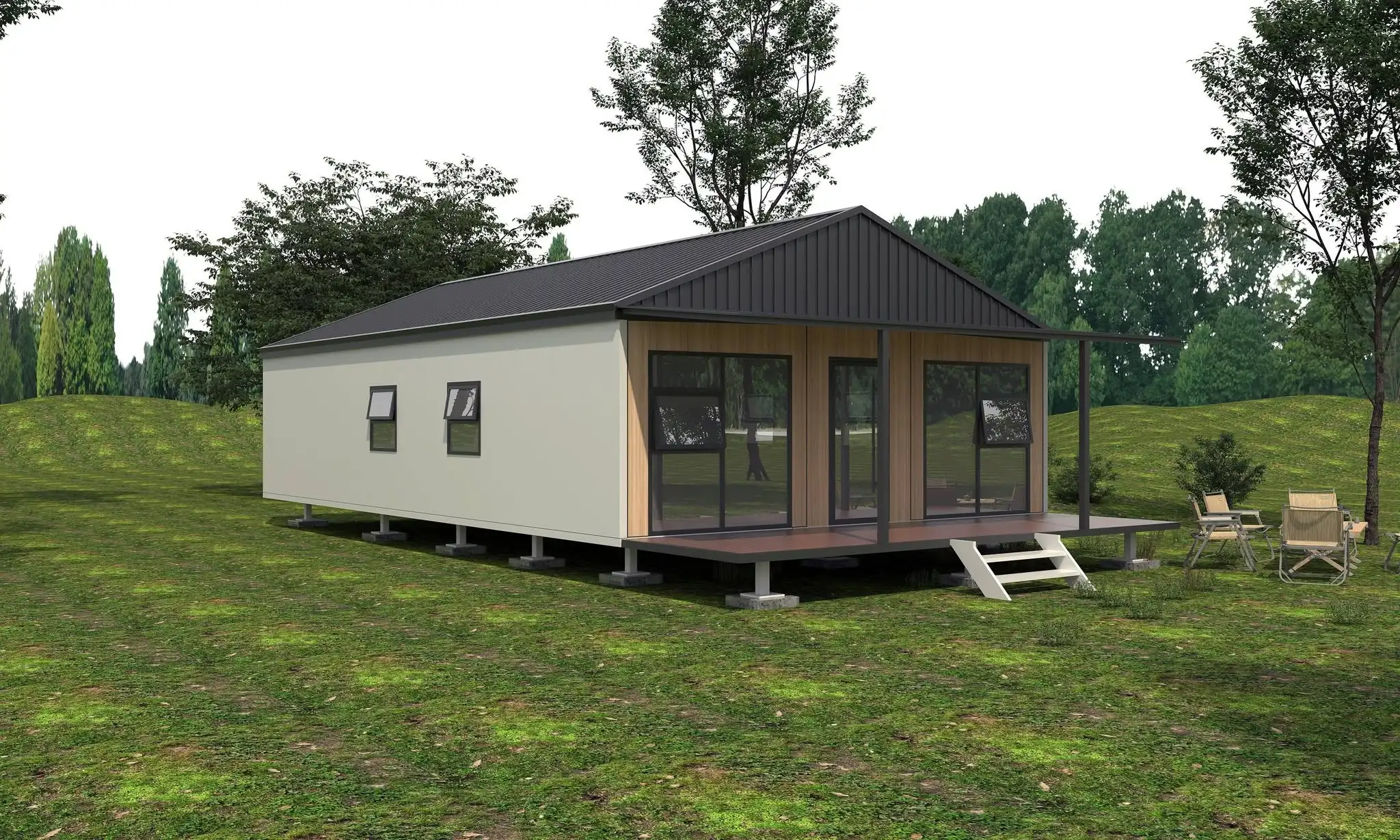 Luxury Midcentury Modern Folding Expandable Prefabricated Container House 20Ft 40Ft Hurricane Proof For Office Or Supermarket