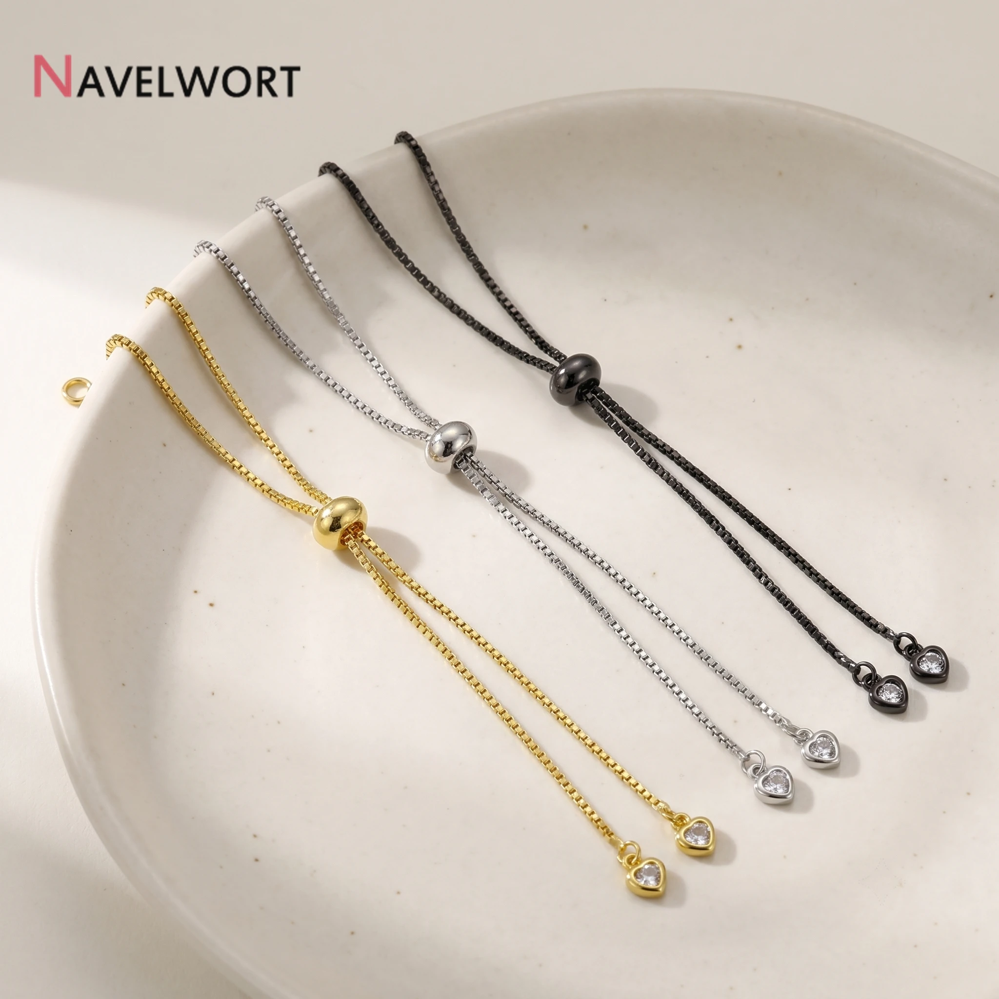 12cm 18K Gold Plated Box Chain Bracelet With Silicone Insert Round Beads,For Fashion DIY Bracelet Making Findings Wholesale