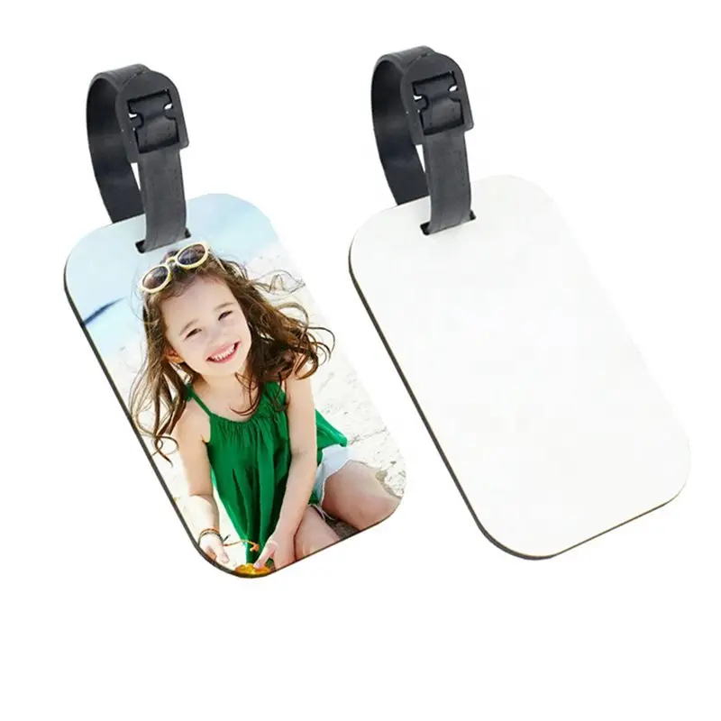 TEXU 200PCS Sublimation Blank Luggage Tags White Blank Travel Bag Baggage Tags With Strap Double Sided Suitcase Label Tag