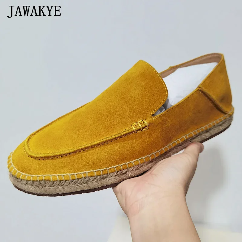 

Fisherman Loafers Men Summer Walk Flats Shoes Thick Sole Platform Dress Shoes Slip-on Cow Suede Mules Male Daily Shoes