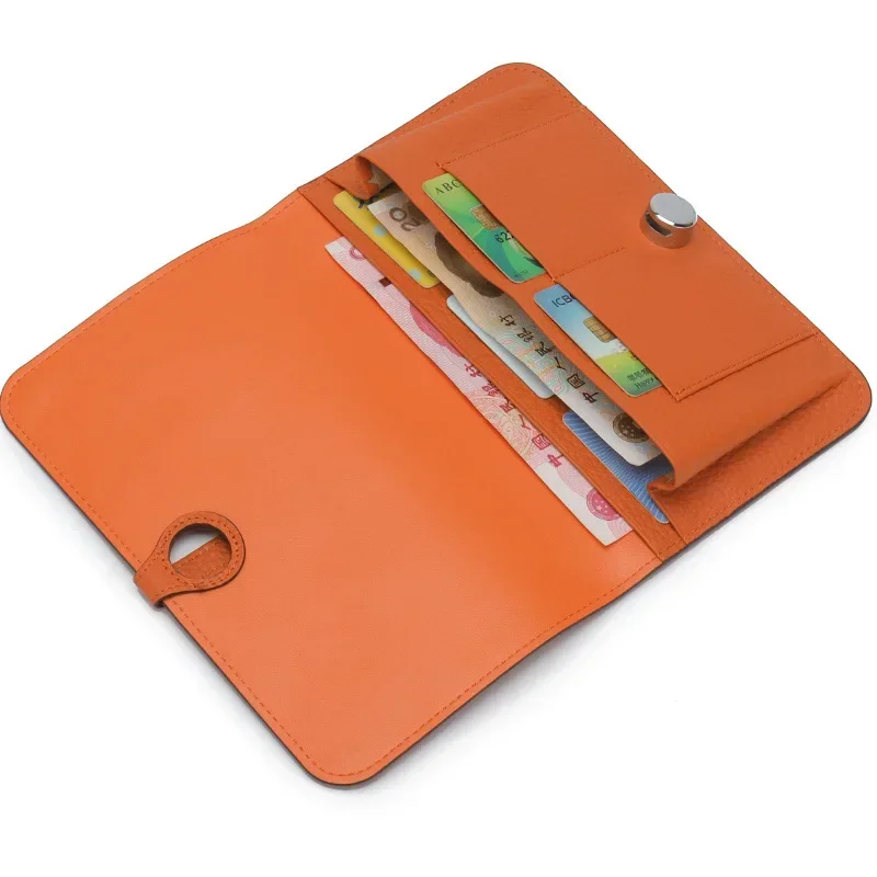 Genuine Leather Lady Purse Large Capacity Long Wallet Multi-Function Handbag Passport Holder Fashion Coin Purse