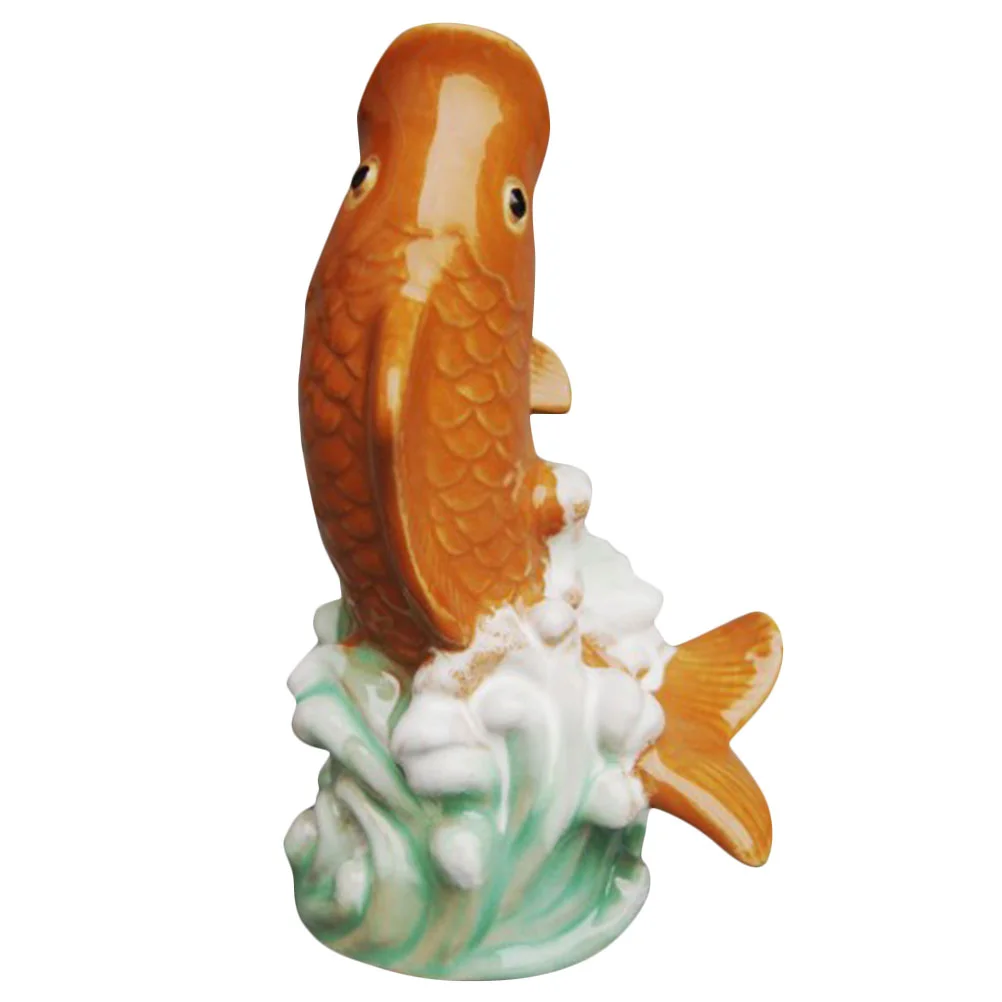 

Carp Figurine Ceramic Ornaments Outdoor Decorations Statue Fountain Nozzle Garden Accessory Aquarium Ceramics Figures