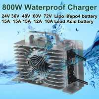 800W waterproof charger 12V 24V 36V 48V 60V 12A 15A 20A vessel ship speedboat vehicle car lipo lifepo4 GEL AGM battery cargador