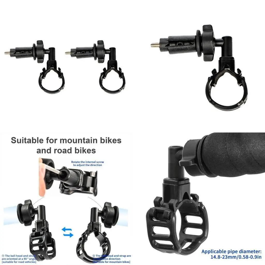 

Y1UC 360 Rotating Bicycles Flashlight Mount Bike Front Headlamps Brackets Adjustable Bicycles Handlebars Plugs Flashlight Holder