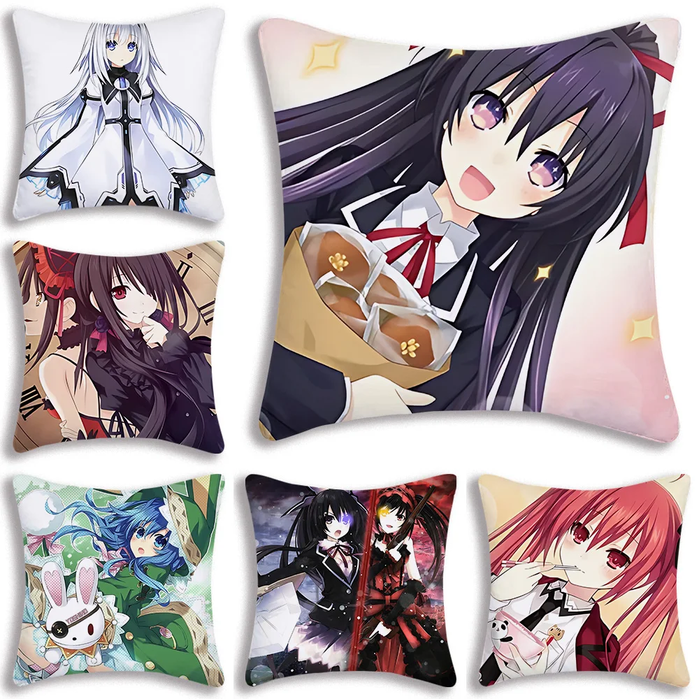 Anime Cartoon Date A Live Kawaii Pillow Covers Cartoon Sofa Decorative Home Double-sided Printing Short Plush Cute Cushion Cover