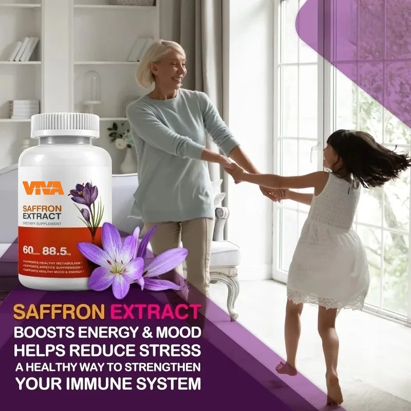 مكمل الزعفران، كبسولة مستخلص الزعفران العضوي للصحة العامة - تدعم جهاز المناعة، محسن التمثيل الغذائي، غير كائنات معدلة وراثيا