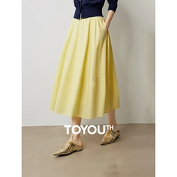 TOYOUTH Women Skirt 2024 Autumn New Minimalist Elegant Daily Versatile Mid Length Casual Skirt