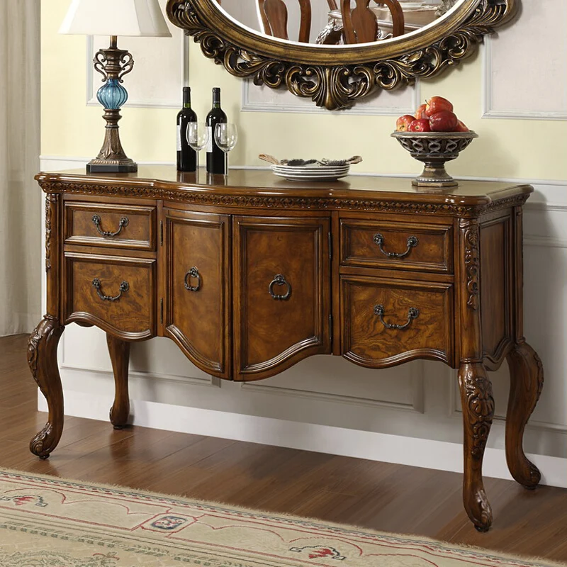 European solid wood entrance table American side table side cabinet living room foyer entrance counter sofa back few