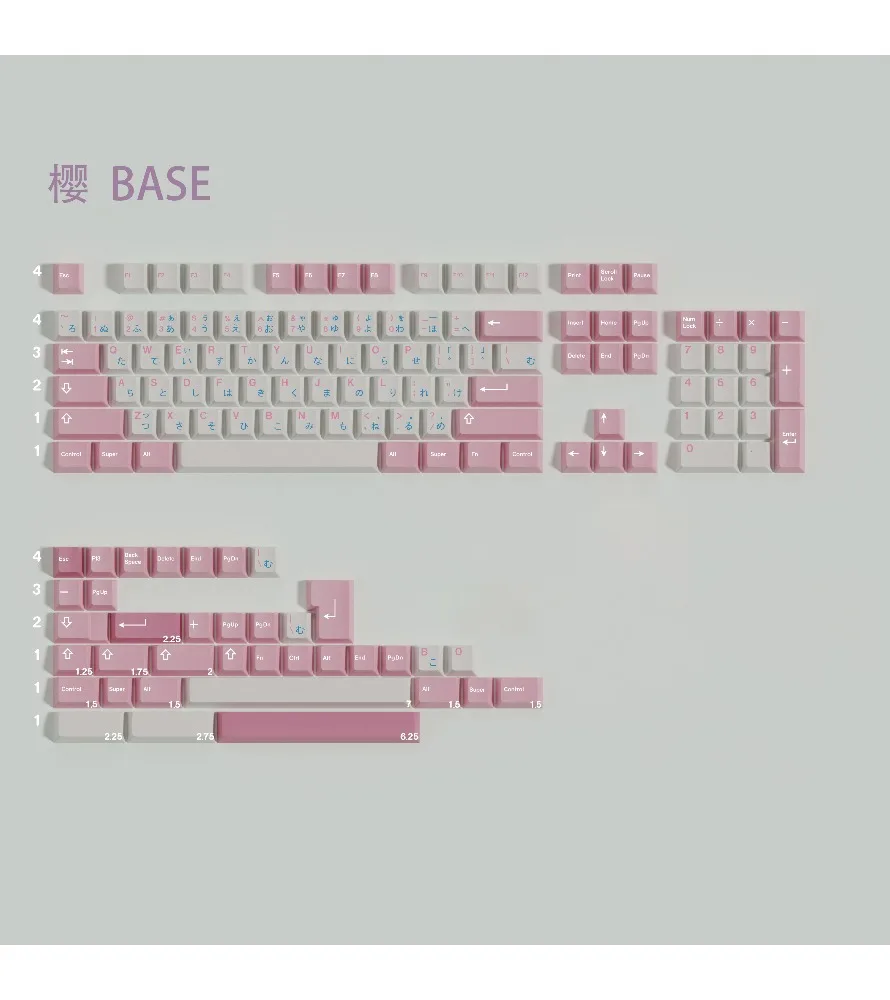 Walker Sakura five-sided hot sublimation original pbt full set of keycaps contains 7U compatible with Alice40