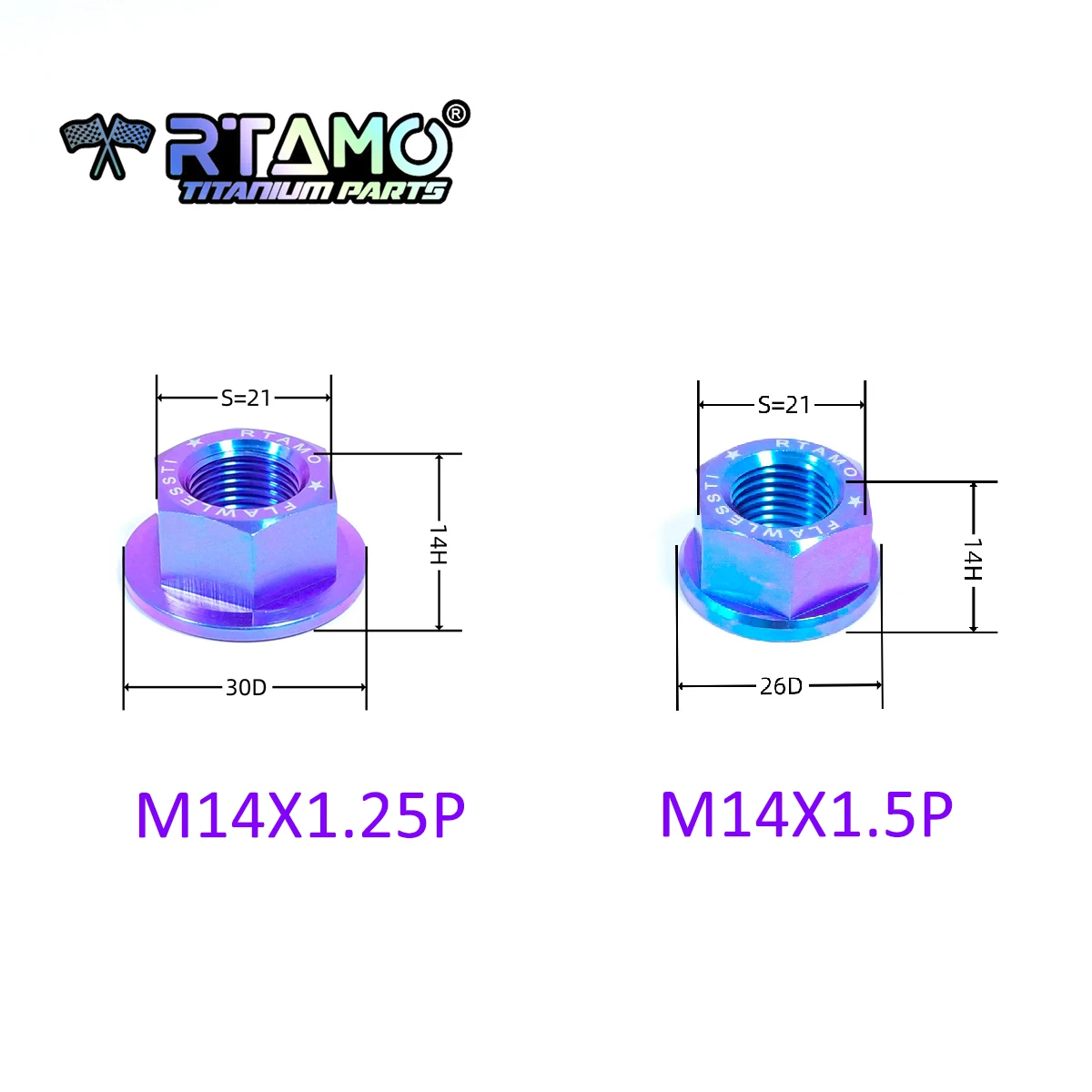 RTAMO Titan-Flanschmutter M5 M6 M8 M10 M12 M14 für Motorrad Fahrrad Auto Gr5 Mutter (1 Stück) – Detail 4