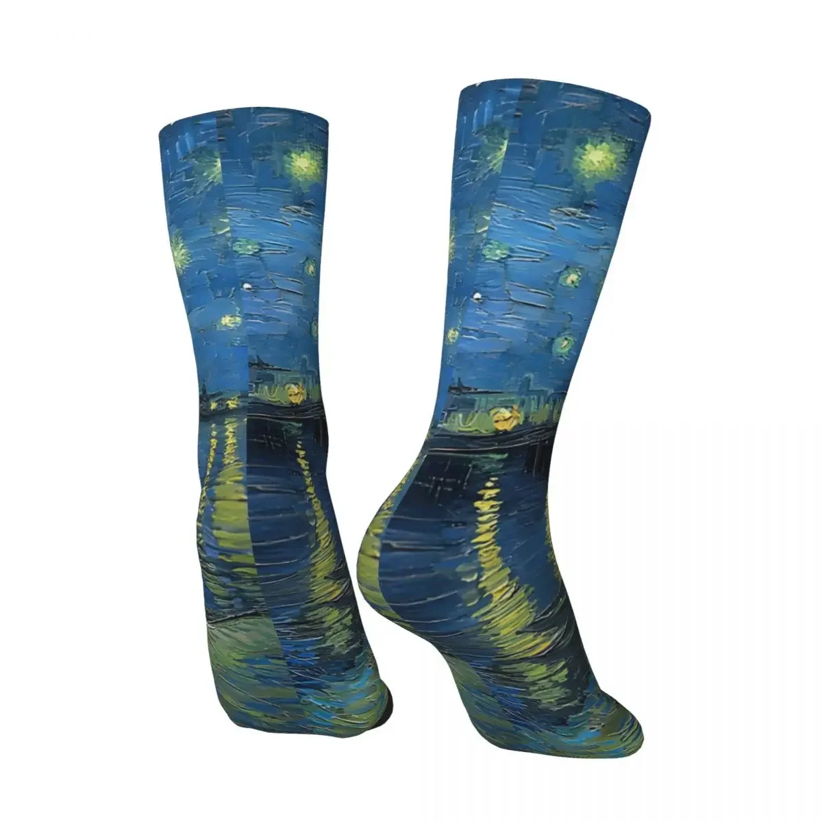 Hip Hop Vintage Starry Night Over The Rhone Crazy Men's compression Socks Unisex Van Gogh Street Style Seamless Crew Sock Boys