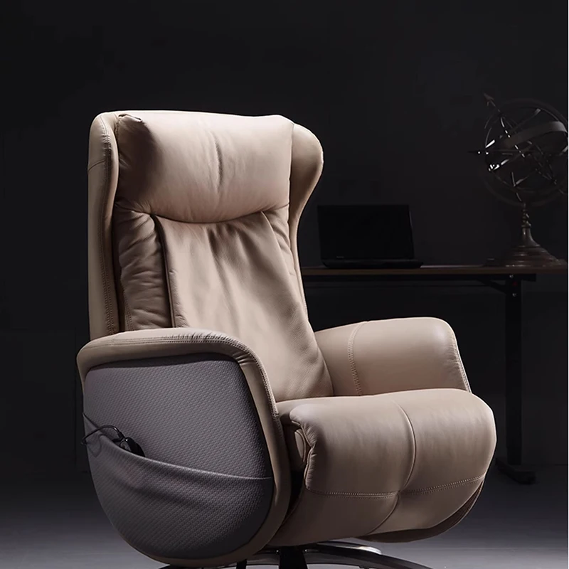 

Computer Armchair Solid Wood Frame Furniture 7-Point Vibrating Ergonomic Chair With Wheels Electric Footrest Office Gamer
