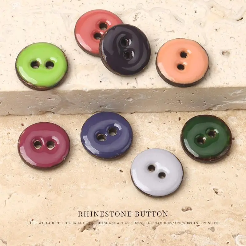 20Pcs 15mm Colorful Oil Coconut Button Children's Clothes Cardigan Jacket Sweater Coconut Shell Two Eye Button Accessories N759